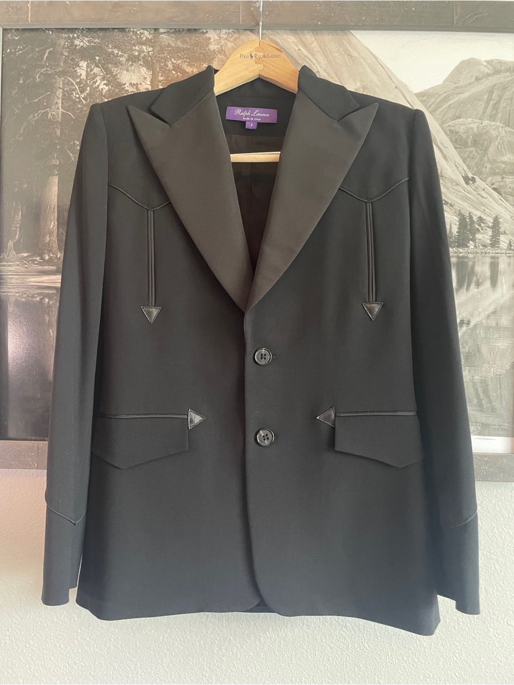 Ralph Lauren Collection Purple Label Western Satin-Trim Two-Button Blazer